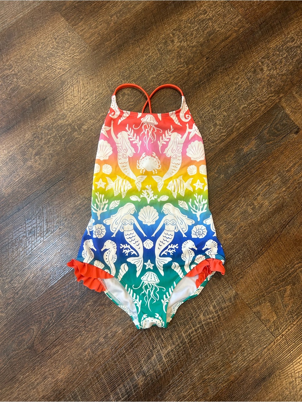 Mini Boden Rainbow Mermaid One-Piece Swimsuit